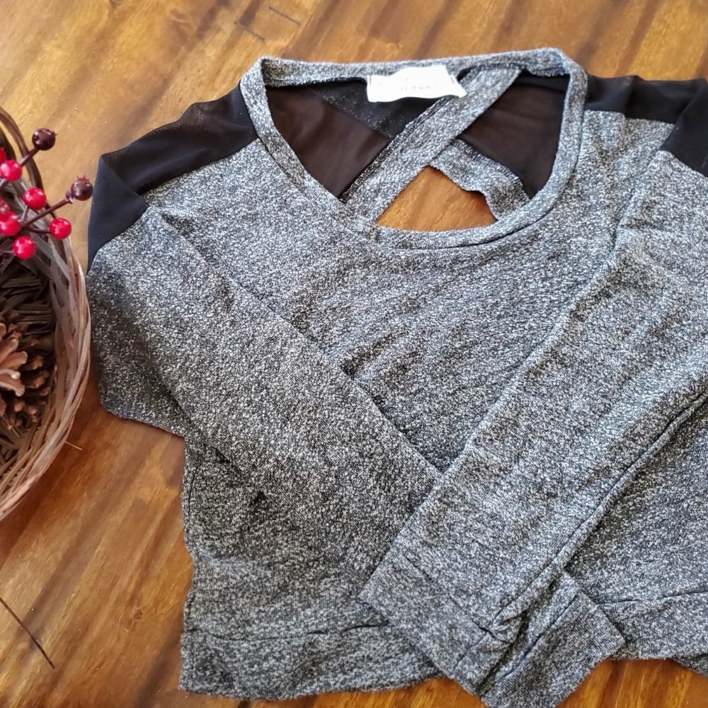 Long Sleeve Cross Over Back Sweater
